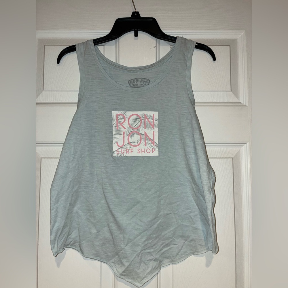 ⭐️3/$15⭐️Ron Jon Light blue Tank Top with Pink Logo
